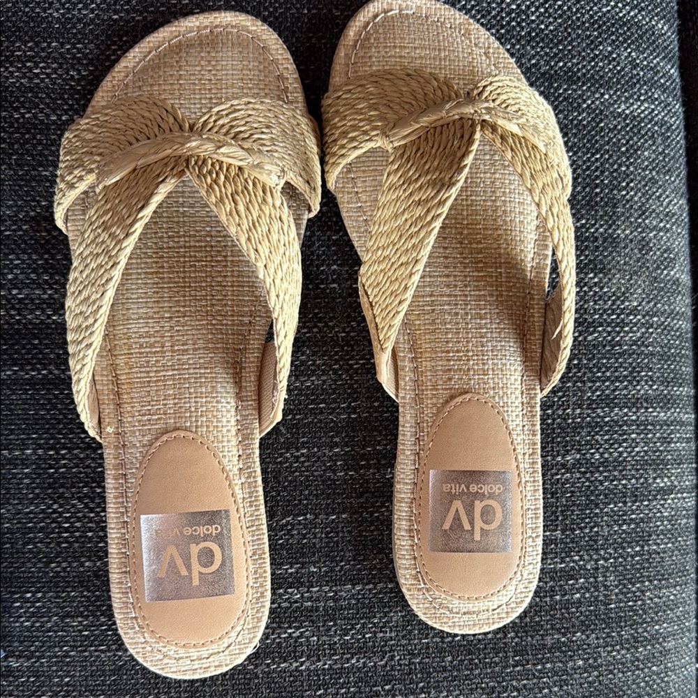 DV by Dolce Vita Tan Woven Slip-On Sandals